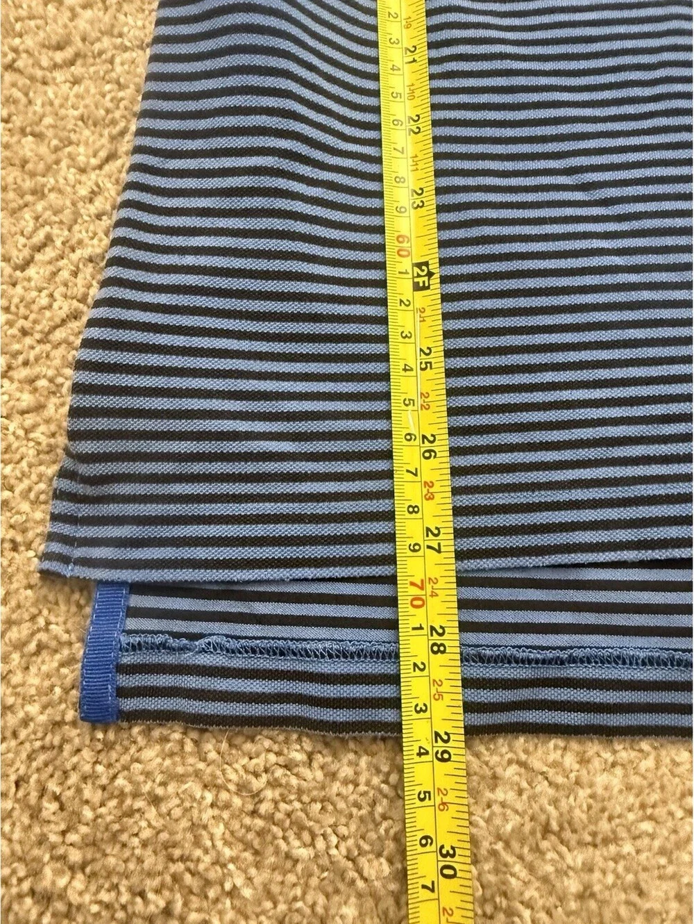 Polo Golf Ralph Lauren XL Blue Black Striped Pima Cotton Moisture Polo Shirt